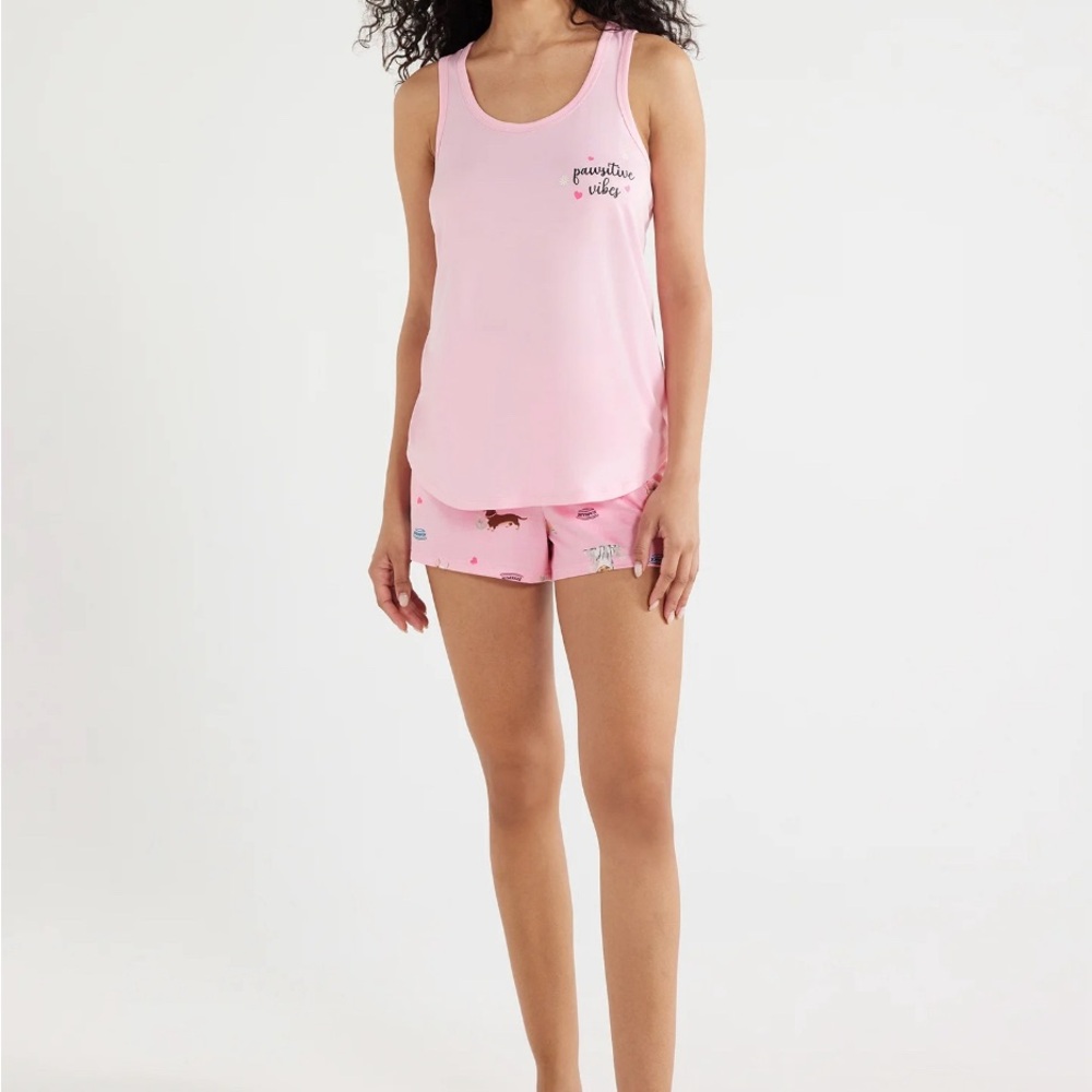 Joyspun Pink Sail 2 PC Print Tank Top/Shorts Pajama Set